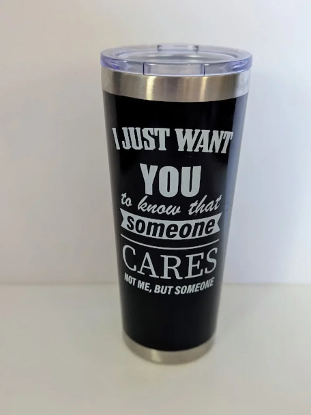 Funny Sarcastic Someone Cares Black Stainless Steel Tumbler with Lid